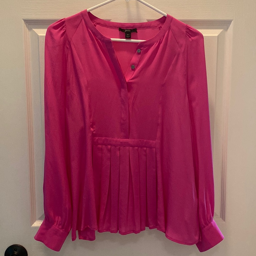 EUC J. Crew Pleated Silk Blouse M